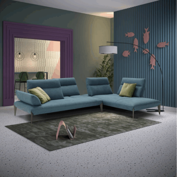 canapé caveoso egoitaliano dossier avance recule pieds fins métalliques