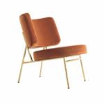 fauteuil coco calligaris structure en tube métallique assise et dossier rembourrés et tapissés de velours non déhoussable