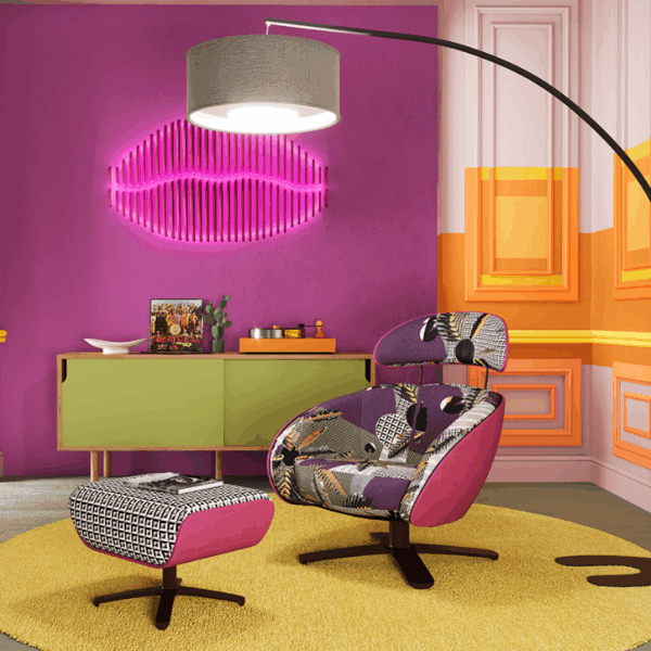 fauteuil coconut egoitaliano ecoresponsable pivotant avec son pouf