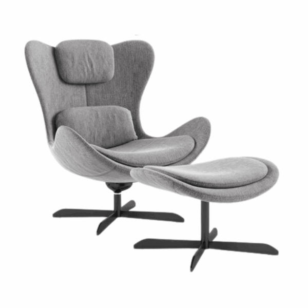 fauteuil lazy piétement en métal avec le mécanisme pivotant et basculant coussin moelleux cale-reins confortable coque en polyuréthane écumé à froid calligaris