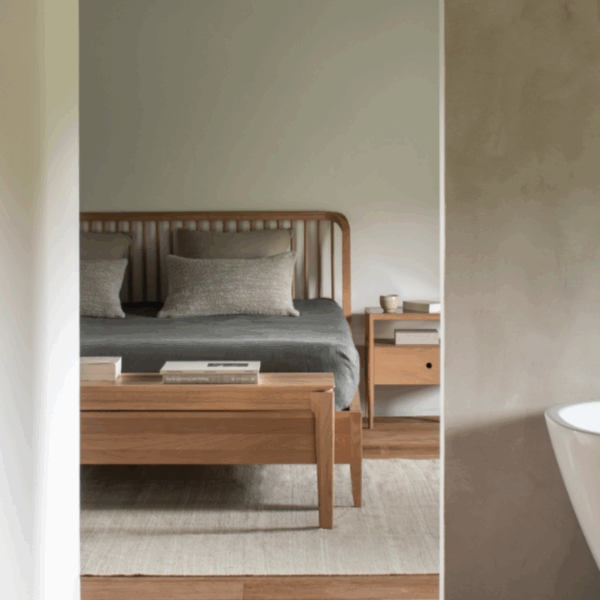 lit spindle ethnicraft en teck recyclé ambiance scandinave