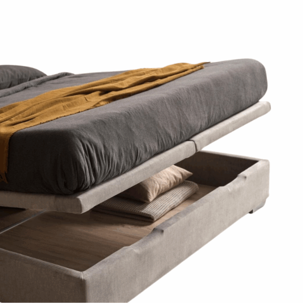 lit cabezal vital avec coffre, espace de rangement, confort, moderne, tête de lit asymétrique, tissus de haute qualité, design contemporain, fonctionnalité pratique