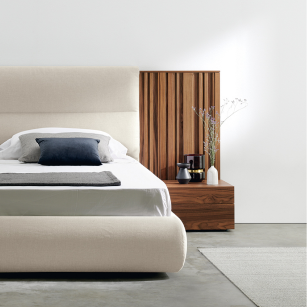 lit klavier mobenia tissus tete de lit coté en bois vertical