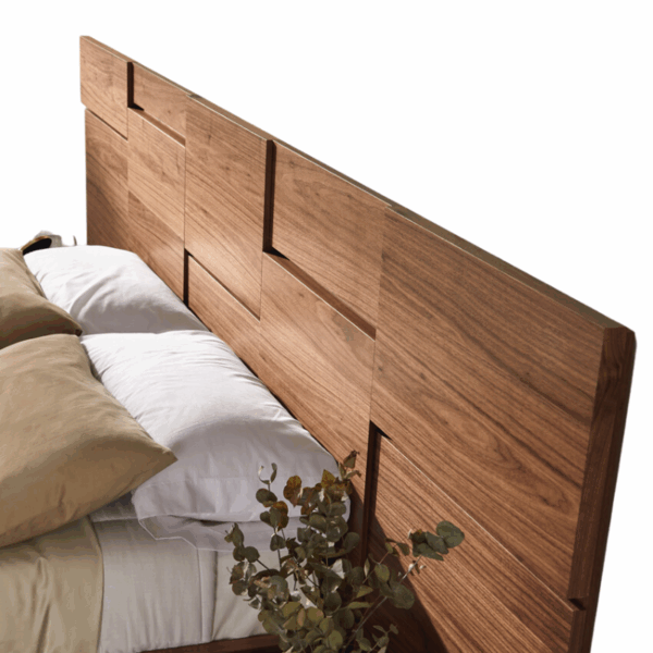 lit mobenia liin tete de lit asymetrique en bois personnalisable leds intégrés