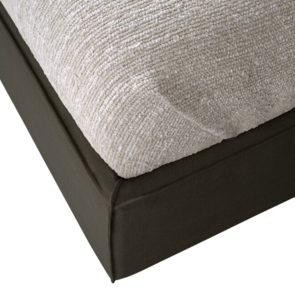 lit revive ethnicraft en lin amovible et nettoyable à sec avec ligne surpiquées