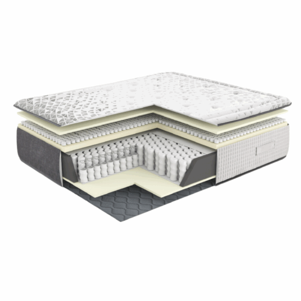 matelas Indiana avec double ressort en soja, extérieur naturel, confort très doux, indépendance de couchage, respirabilité élevée, microperforation des ressorts