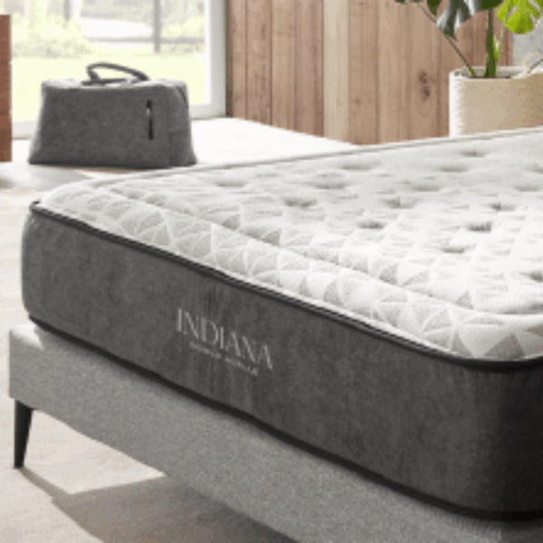 matelas Indiana avec double ressort, soja, extérieur naturel, confort très doux, indépendance de couchage, respirabilité élevée, microperforation des ressorts
