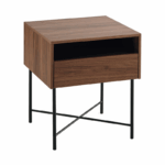 table de chevet etymon mobenia volume de rangement qui repose sur une allégée structure métallique