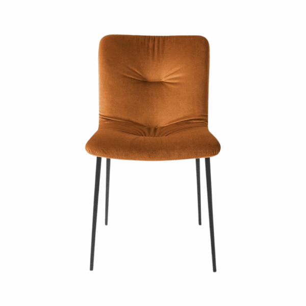 chaise annie calligaris piètement métal revêtement de coque unique matelassée effet moelleux design moderne