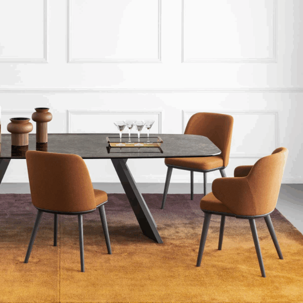 table icaro calligaris pieds en bois icare design moderne plateau en céramique