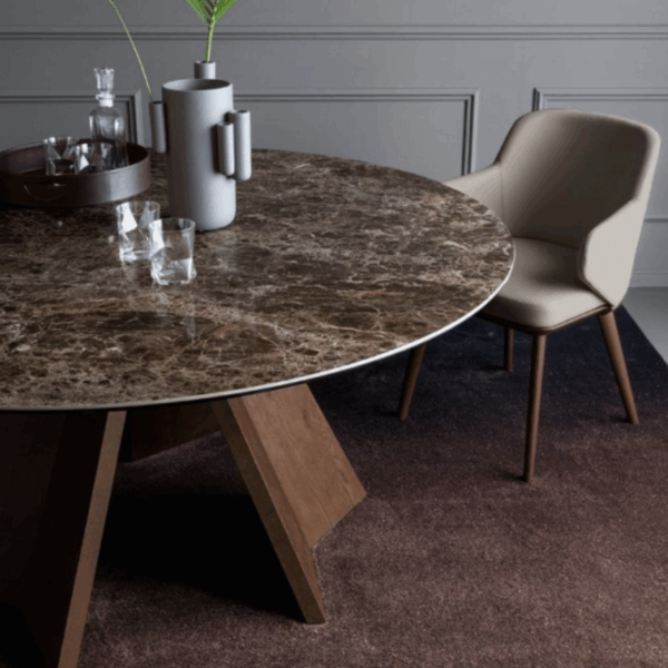 table icaro calligaris plateau en céramique pieds bois icare design moderne contemporain