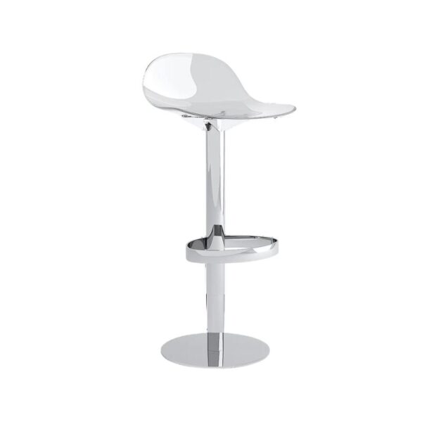 Tabouret CB1665 en polycarbonate noir avec pied central en metal chromé pivotant avec fonction levé design moderne et contemporain