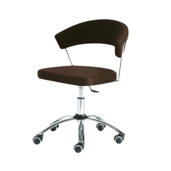 chaise new york connubia avec revêtement pvc marron et pied roulette métal