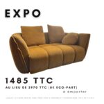 Canapé 1.5 places EROS en tissu Teddy avec 2 dossiers et 1 coussin rond